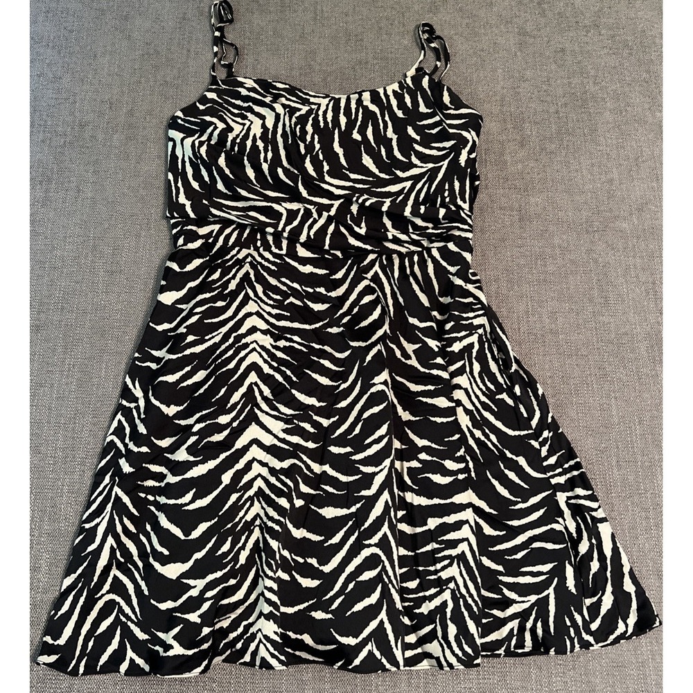 autumn adeigbo Black & White Tiger Jules Dress Spaghetti Strap Womens‎ 8 NWT